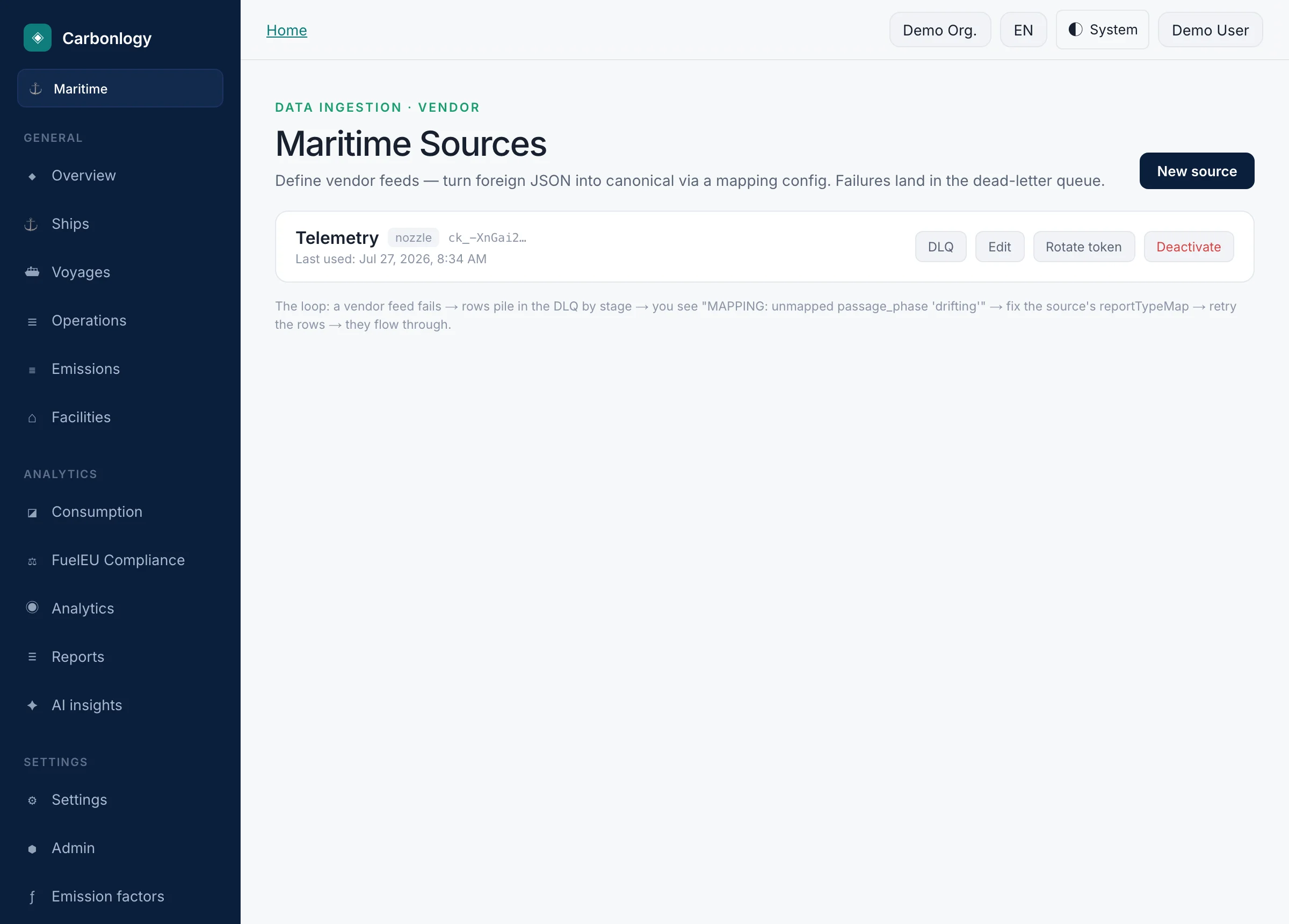 Maritime Sources — mapping config and the dead-letter queue